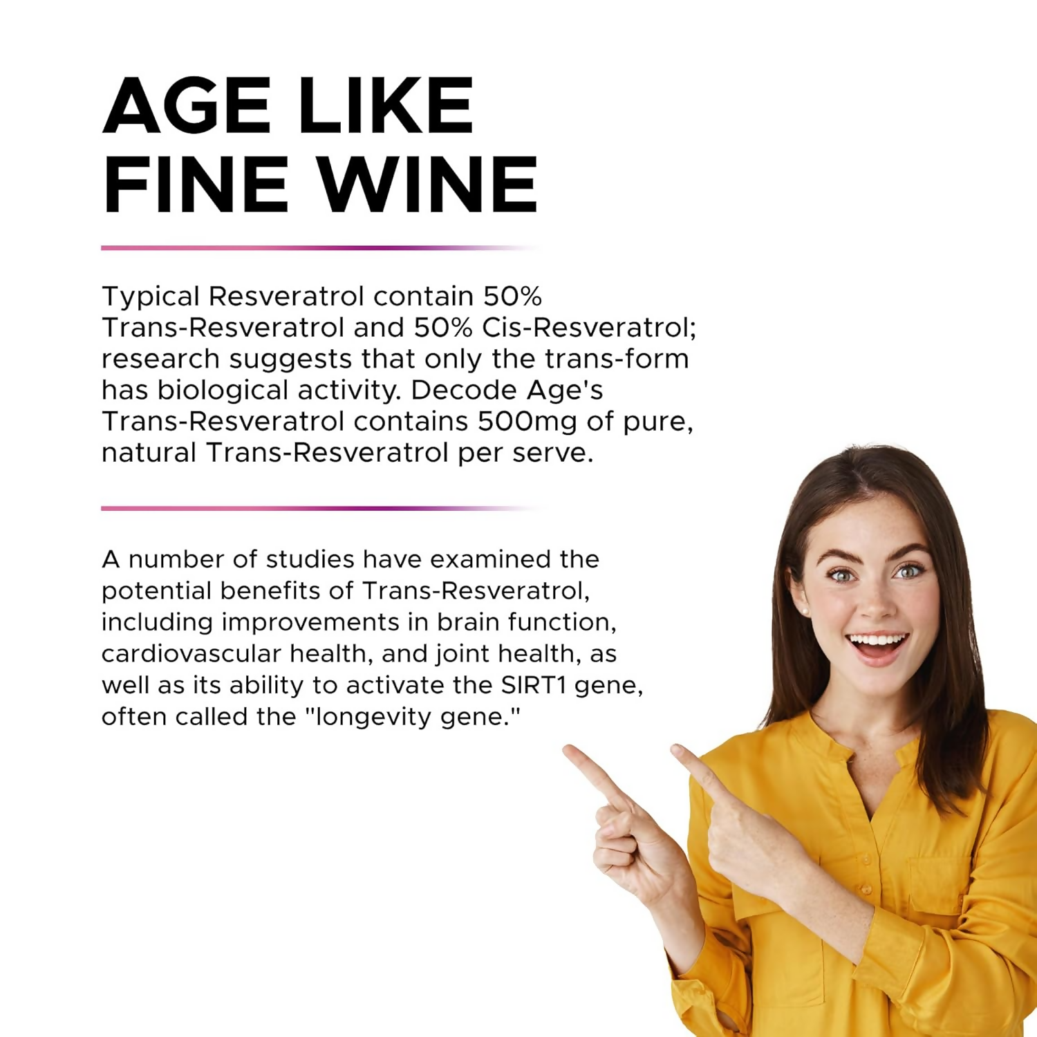 Decode Age 99.5% Pure Trans Resveratrol 250mg Supplement Capsules - Distacart