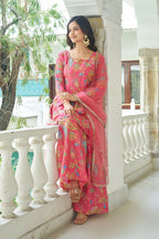 Joban Fashion Pink Kurta Set Chinnon Embroidery Sequence Work - Distacart