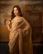 Joban Fashion Beige Rose Gold Silk Party Wear Sarees - Distacart