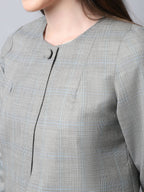 Even Apparels Grey Polywool Open Front Statement Women's Jacket (BF662)