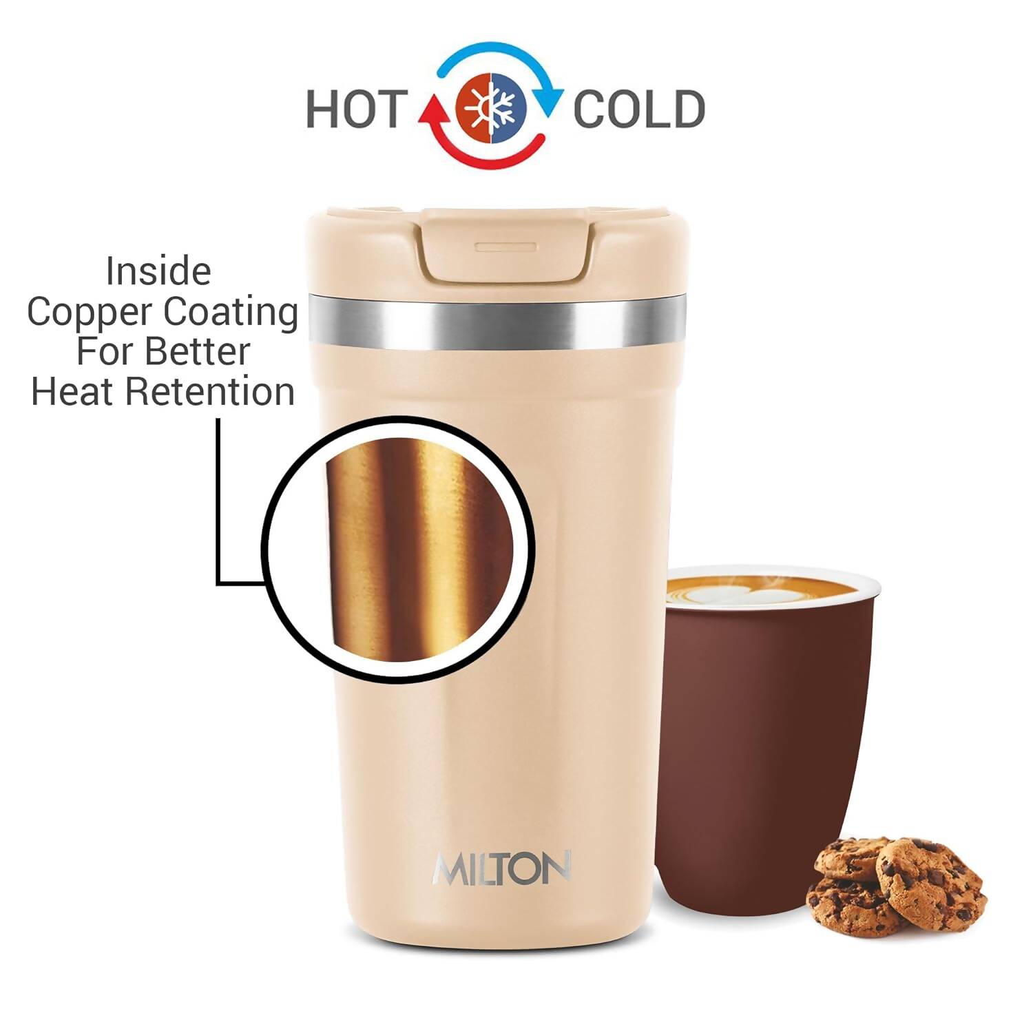 Milton Corral Thermosteel Insulated Coffee Mug Tumbler - 400ml (Cream)
