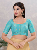 Joban Fashion Women Silk Light-Blue Stitched Blouse