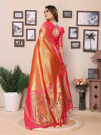 Aastha Fashion Orange Tissue Silk Weaving Saree - Distacart