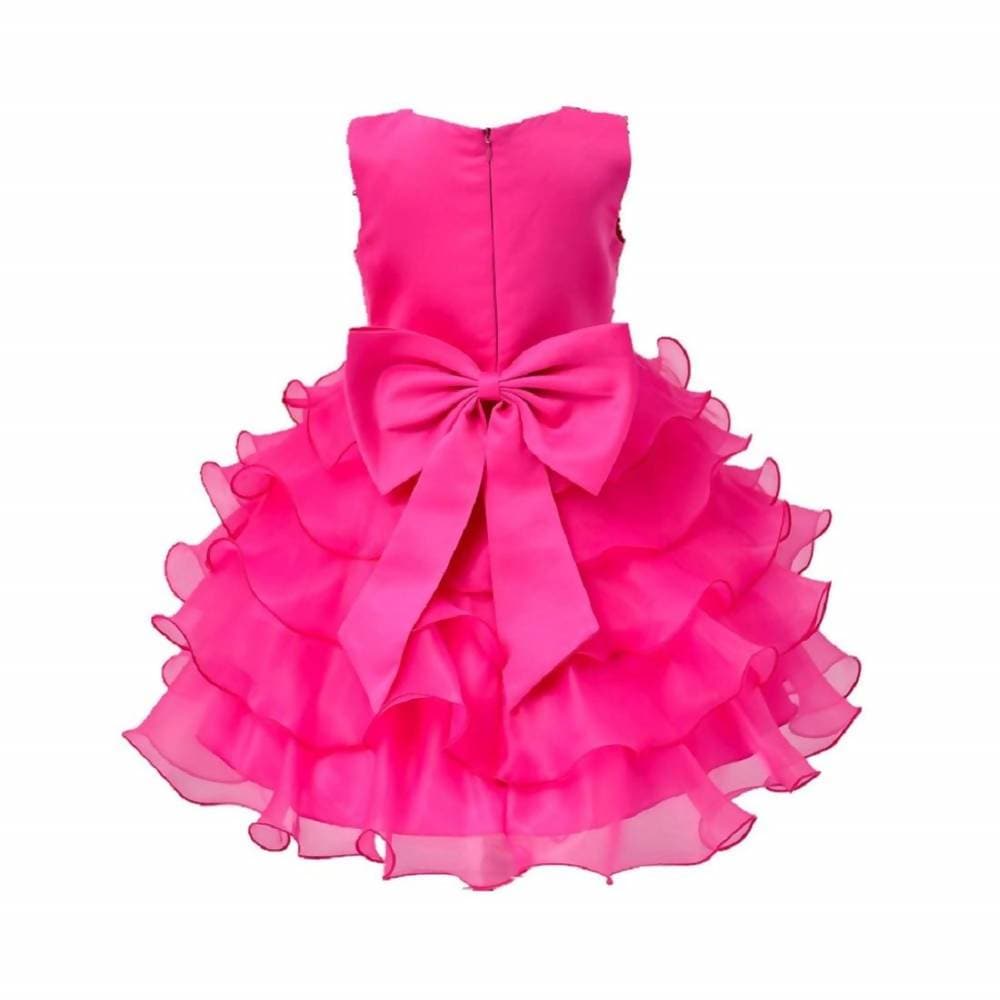 Asmaani Baby Girl's Pink Color Satin Knee Length Frock (AS-dress-22069)