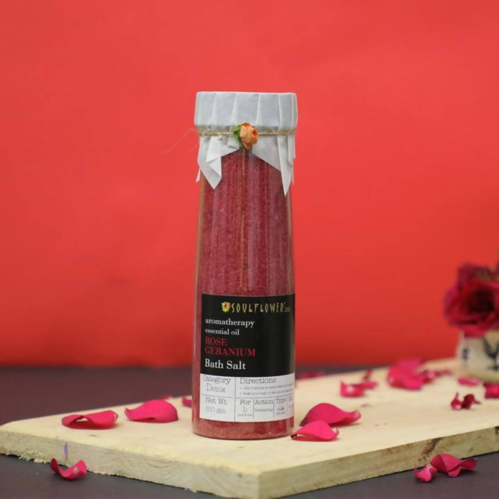 Soulflower Aromatherapy Essential Oil Rose Geranium Bath Salt