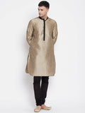 Even Apparels Beige Art Silk Men's Kurta With Contrast Collar And Placket - Distacart