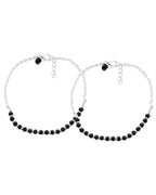 Jewels Nest Elegant Silver-Plated Black Bead Anklet – Traditional & Trendy - Distacart