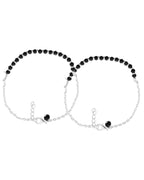 Jewels Nest Elegant Silver-Plated Black Bead Anklet – Traditional & Trendy - Distacart