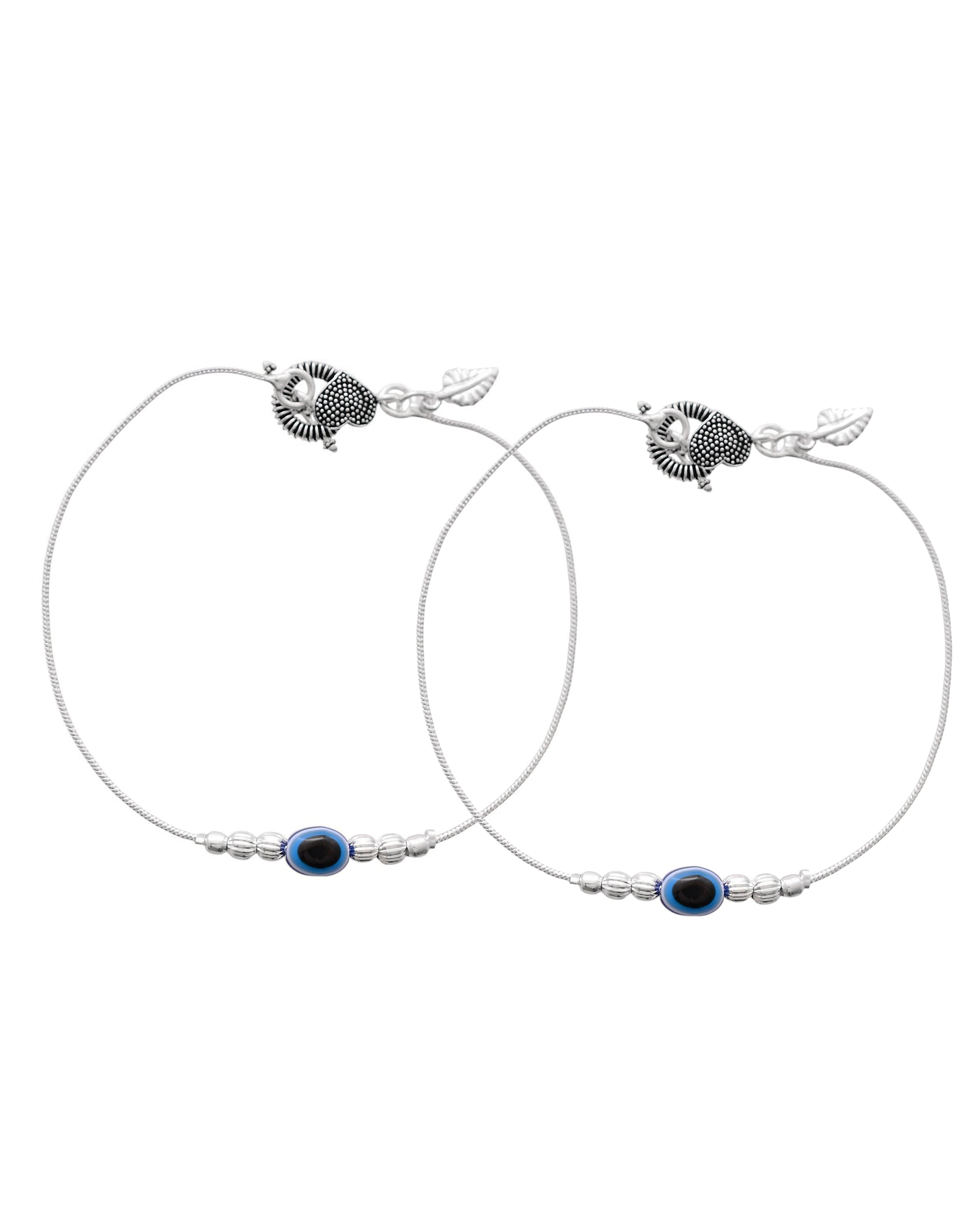 Jewels Nest Oxidized Silver Heart Charm Anklet – Boho & Traditional - Distacart