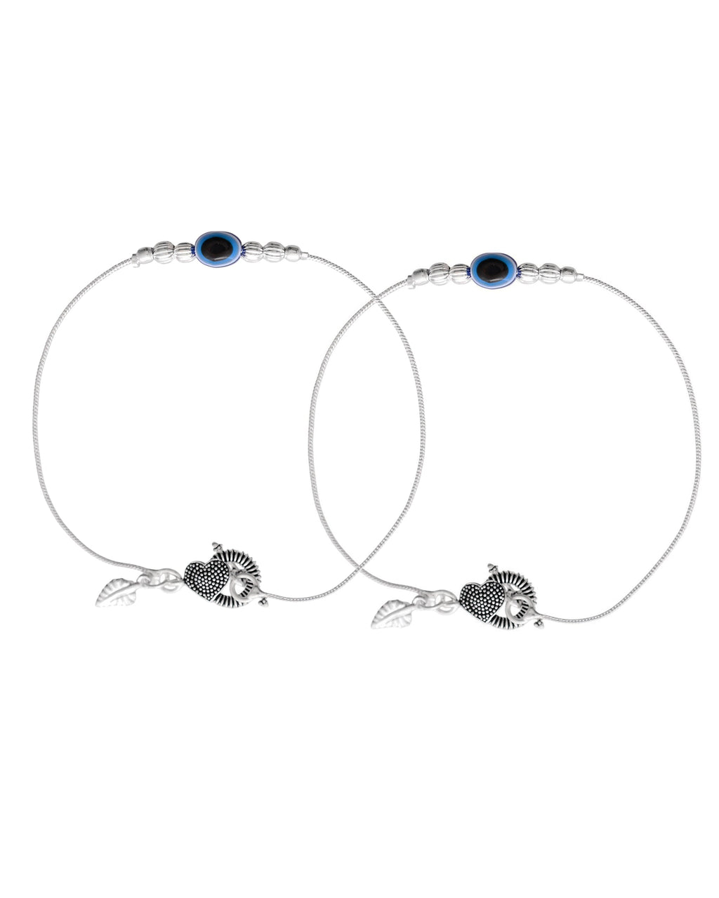 Jewels Nest Oxidized Silver Heart Charm Anklet – Boho & Traditional - Distacart