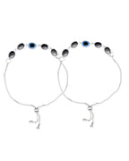 Jewels Nest Stylish Oxidized Silver & Blue Beaded Anklet – Elegant & Trendy - Distacart