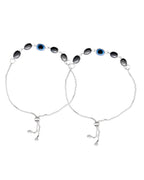 Jewels Nest Stylish Oxidized Silver & Blue Beaded Anklet – Elegant & Trendy - Distacart