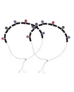 Jewels Nest Traditional Silver-Plated Black Beaded Anklet with Floral Charms - Distacart