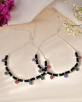 Jewels Nest Traditional Silver-Plated Black Beaded Anklet with Floral Charms - Distacart