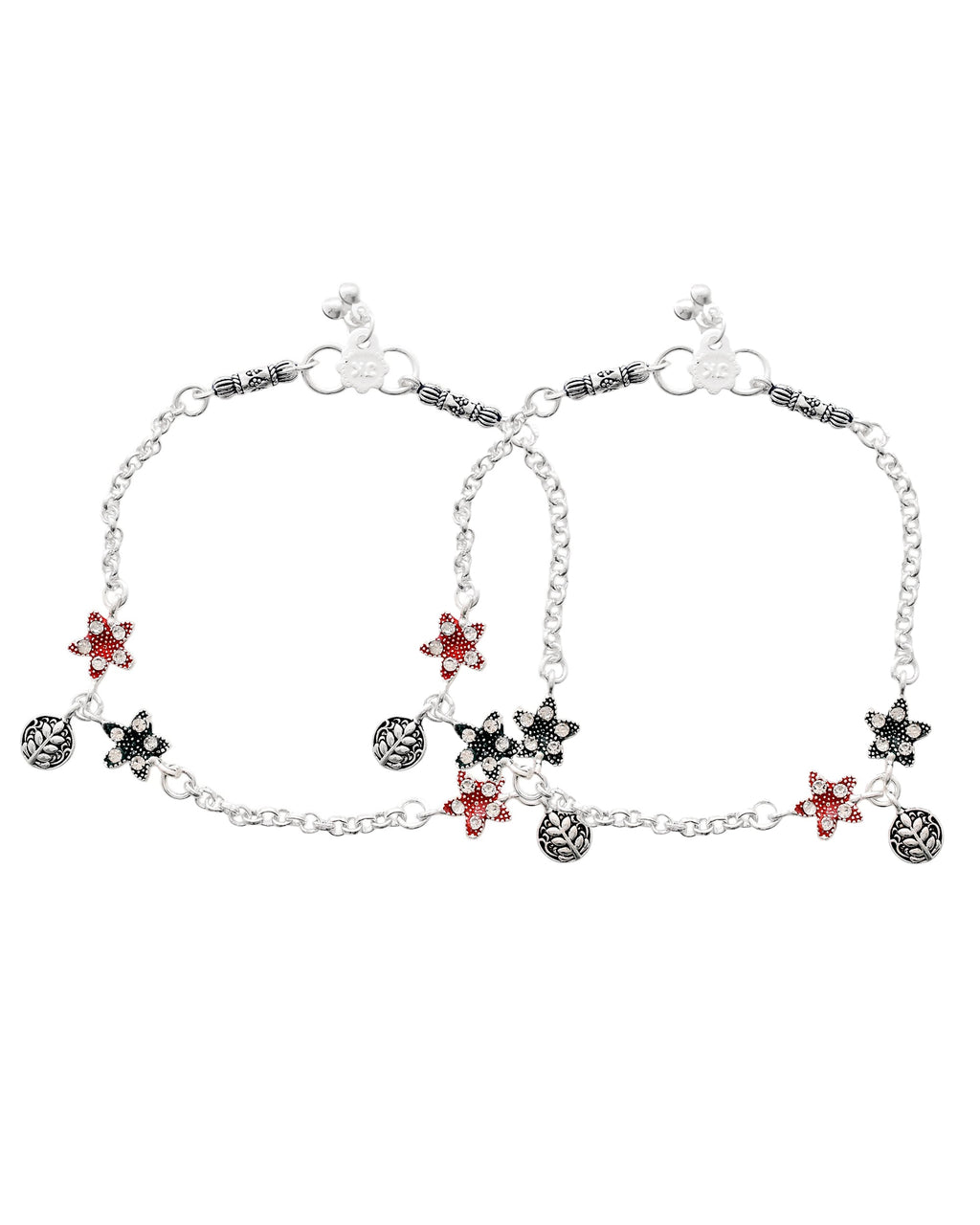 Jewels Nest Elegant Silver-Plated Star Charm Chain Anklet - Distacart