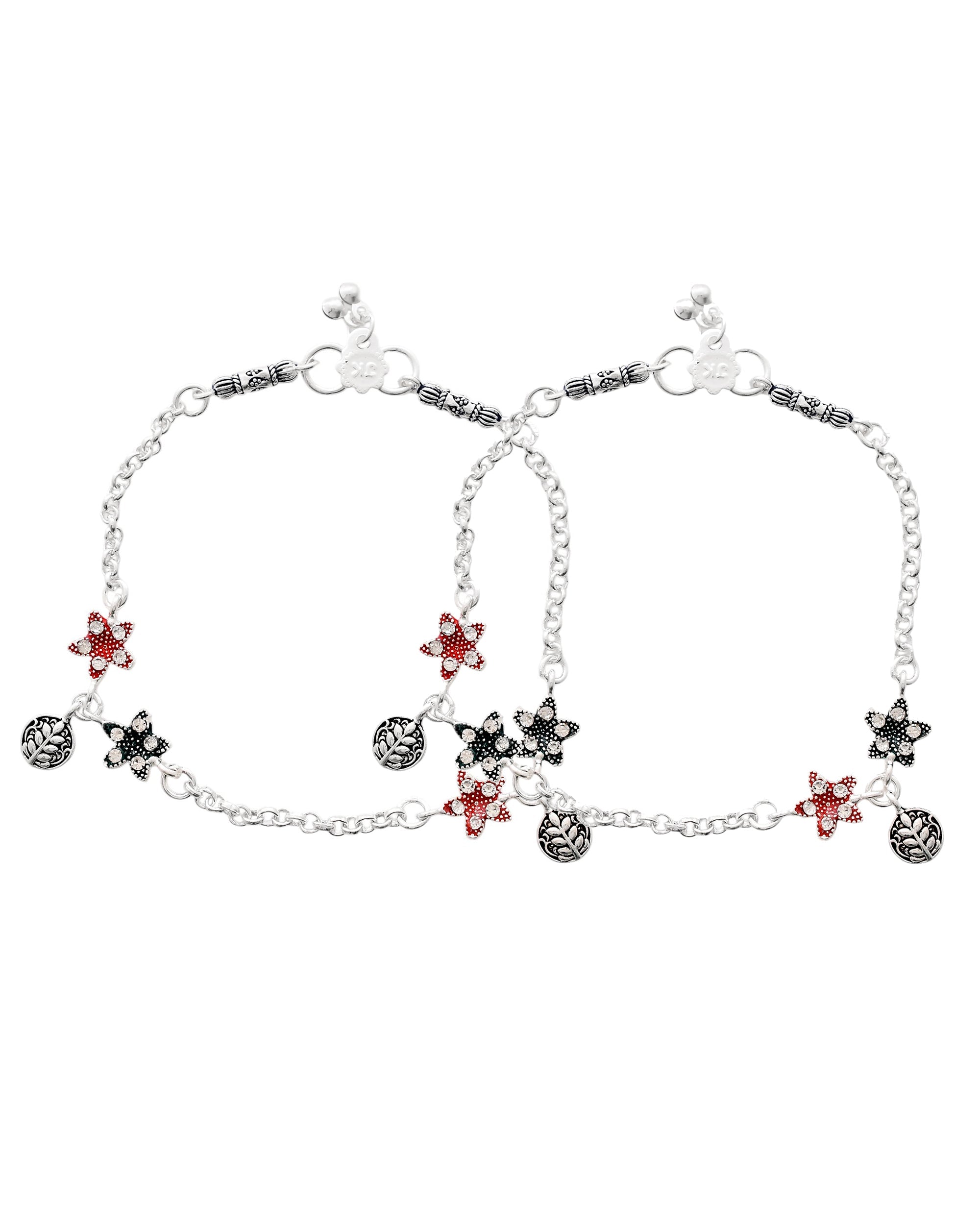 Jewels Nest Elegant Silver-Plated Star Charm Chain Anklet - Distacart