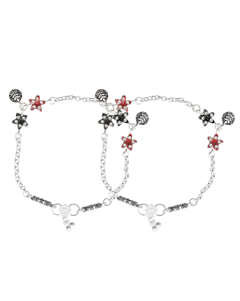 Jewels Nest Elegant Silver-Plated Star Charm Chain Anklet - Distacart