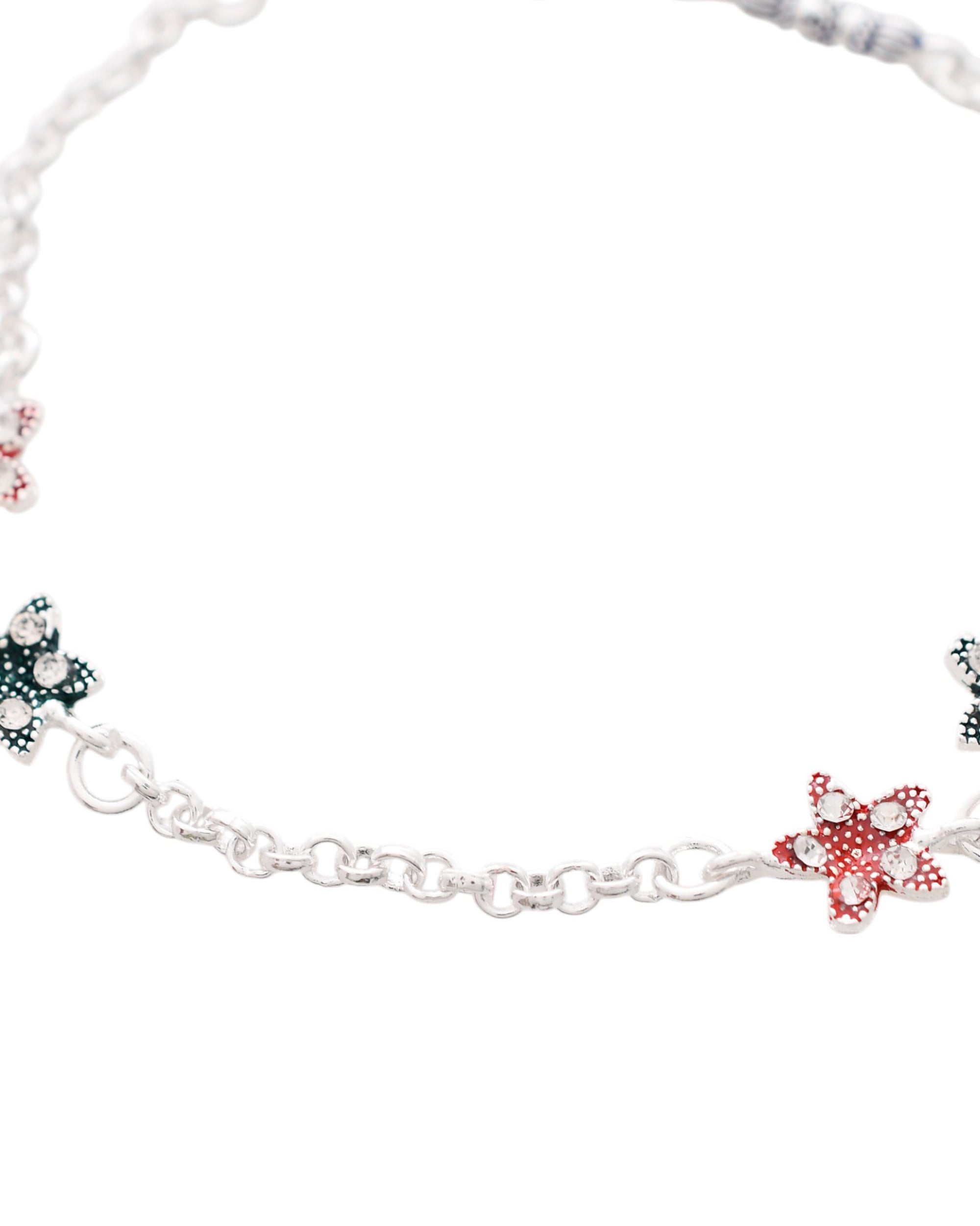 Jewels Nest Elegant Silver-Plated Star Charm Chain Anklet - Distacart