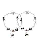 Jewels Nest Elegant Silver-Plated Oxidized Floral Charm Ankle - Distacart