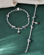 Jewels Nest Elegant Silver-Plated Oxidized Floral Charm Ankle - Distacart