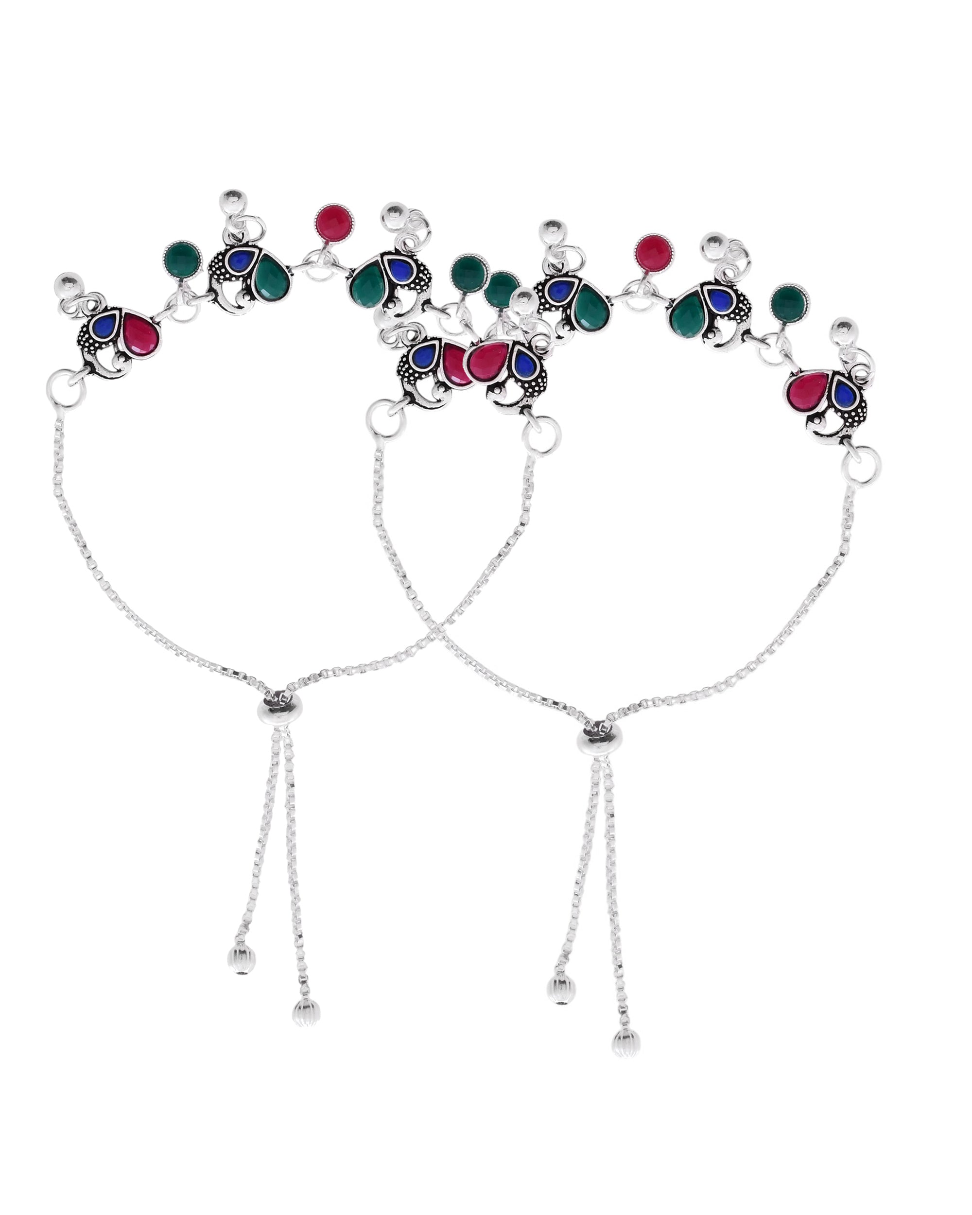 Jewels Nest Stylish Silver-Plated Designer Anklet - Distacart