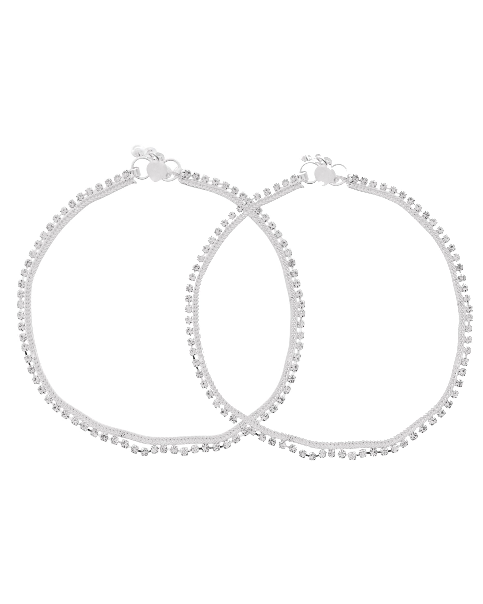 Jewels Nest Elegant Silver-Plated Rhinestone Anklet - Distacart