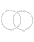 Jewels Nest Elegant Silver-Plated Rhinestone Anklet - Distacart