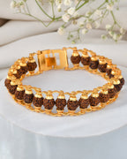 Jewels Nest Elegant Gold-Polished Rudraksha Bracelet