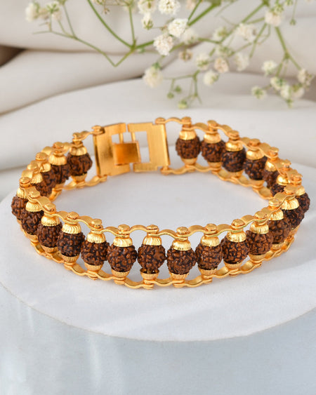 Jewels Nest Elegant Gold-Polished Rudraksha Bracelet