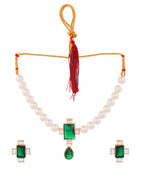 Jewels Nest Kundan Inspired Pearl and Green Stone Bridal Necklace