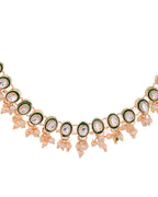 Jewels Nest Gold-Toned Green & White Kundan-Style Pearl Choker Set
