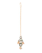 Jewels Nest Gold-Toned Green & White Kundan-Style Pearl Choker Set