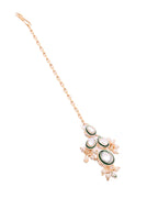 Jewels Nest Gold-Toned Green & White Kundan-Style Pearl Choker Set