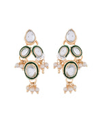 Jewels Nest Gold-Toned Green & White Kundan-Style Pearl Choker Set