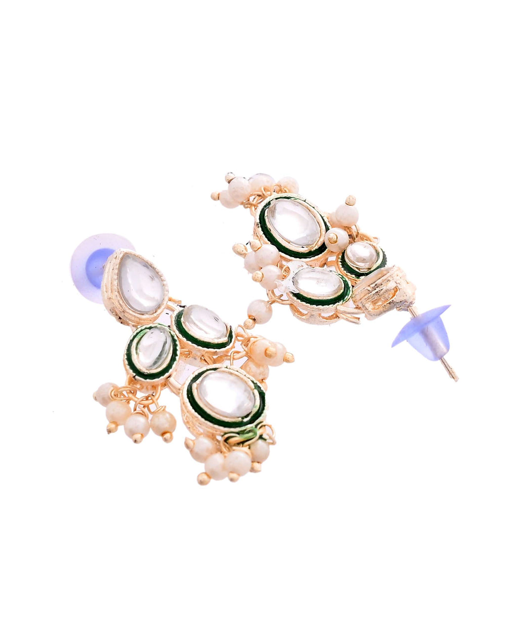 Jewels Nest Gold-Toned Green & White Kundan-Style Pearl Choker Set