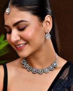 Jewels Nest Handcrafted Oxidized Mirror Choker Jewellery Set