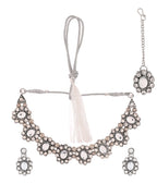 Jewels Nest Handcrafted Oxidized Mirror Choker Jewellery Set