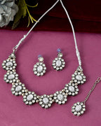 Jewels Nest Handcrafted Oxidized Mirror Choker Jewellery Set