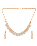 Jewels Nest Gold-Plated White Beaded & Stone-Studded Adjustable Choker Necklace
