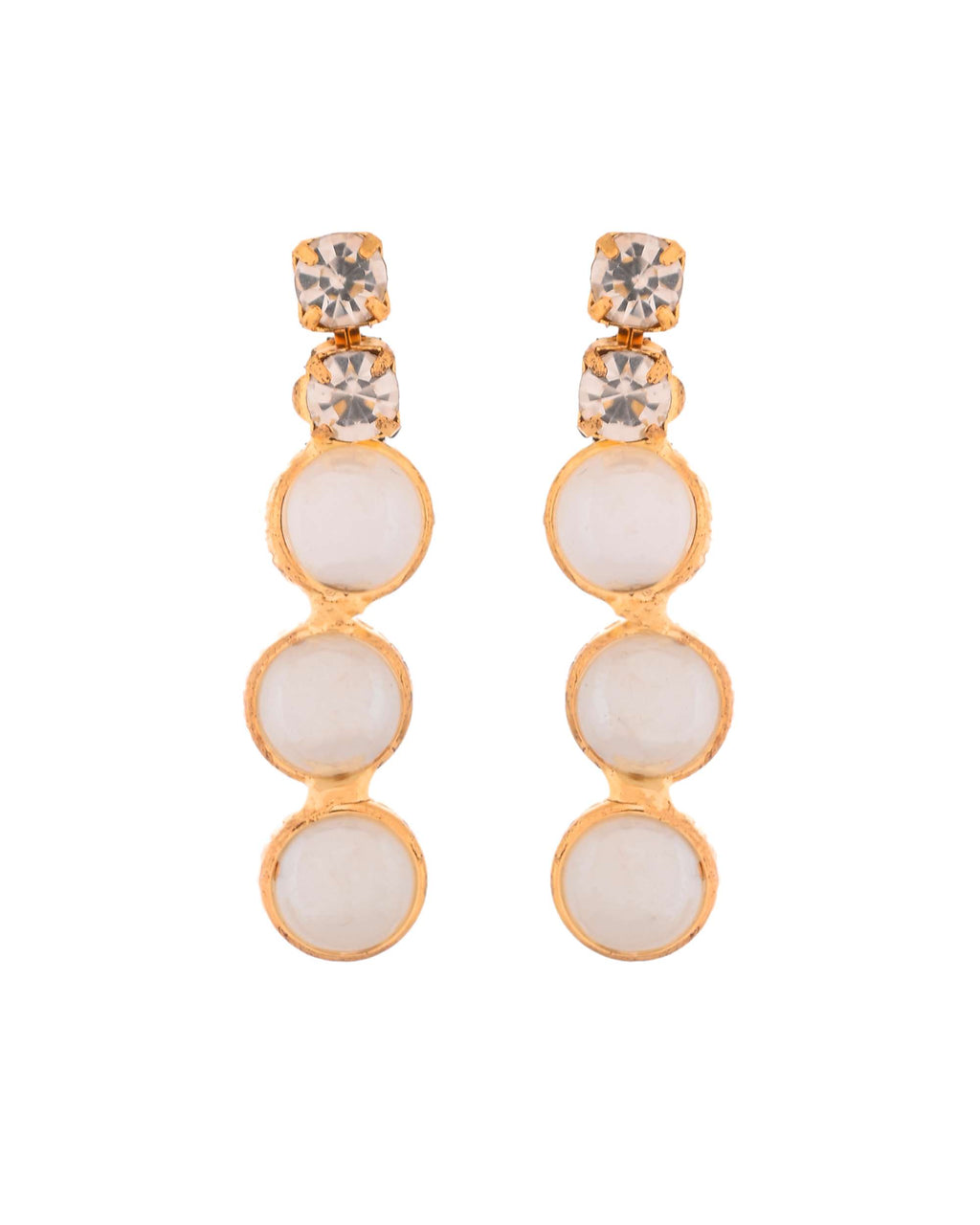 Jewels Nest Gold-Plated White Beaded & Stone-Studded Adjustable Choker Necklace