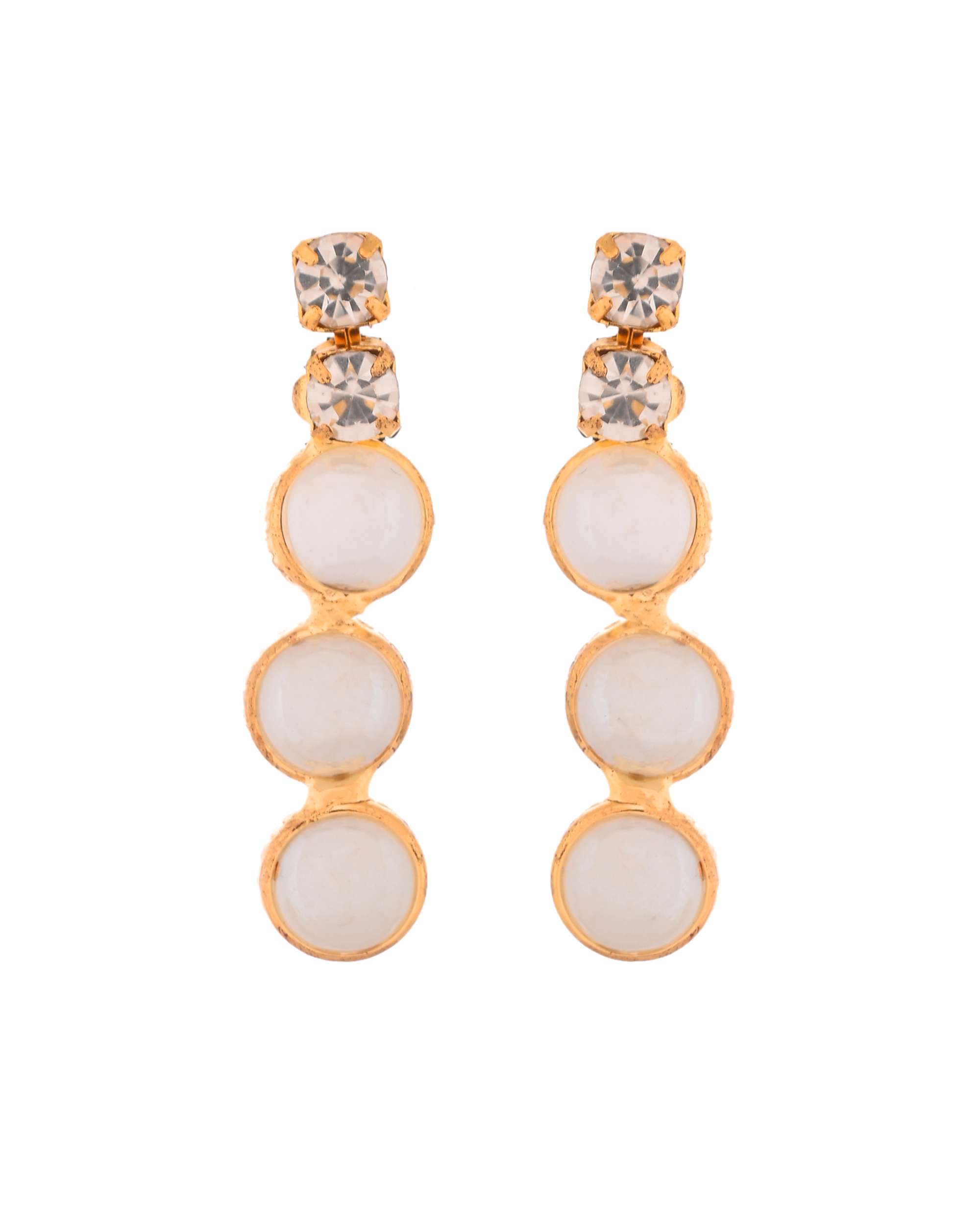 Jewels Nest Gold-Plated White Beaded & Stone-Studded Adjustable Choker Necklace