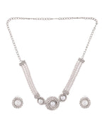 Jewels Nest Elegant White Bead & AD-Studded Traditional Choker for Women