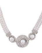 Jewels Nest Elegant White Bead & AD-Studded Traditional Choker for Women