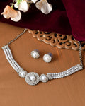 Jewels Nest Elegant White Bead & AD-Studded Traditional Choker for Women