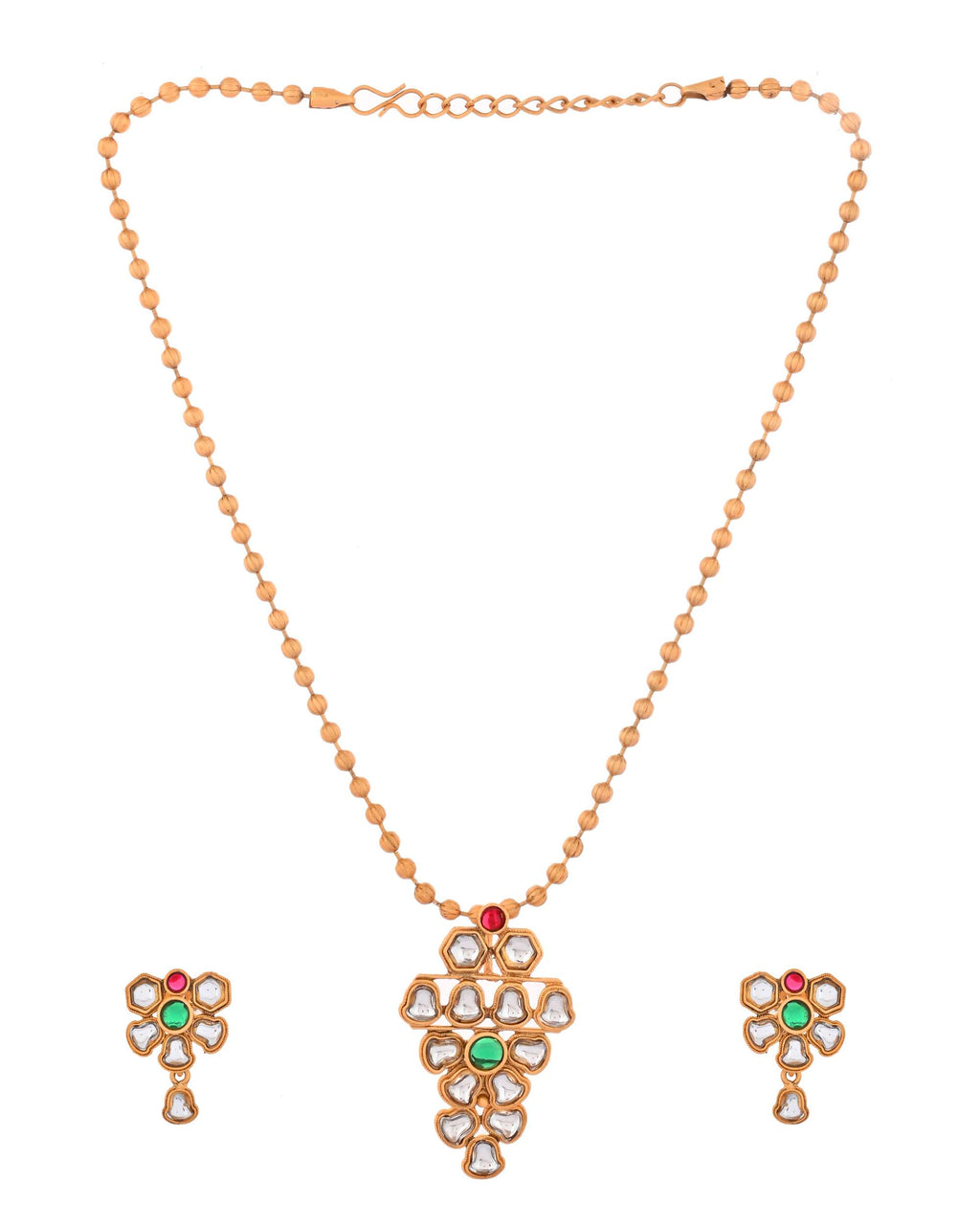Jewels Nest Traditional Kundan Gold-Plated Jewellery Set with Mangalsutra & Earrings