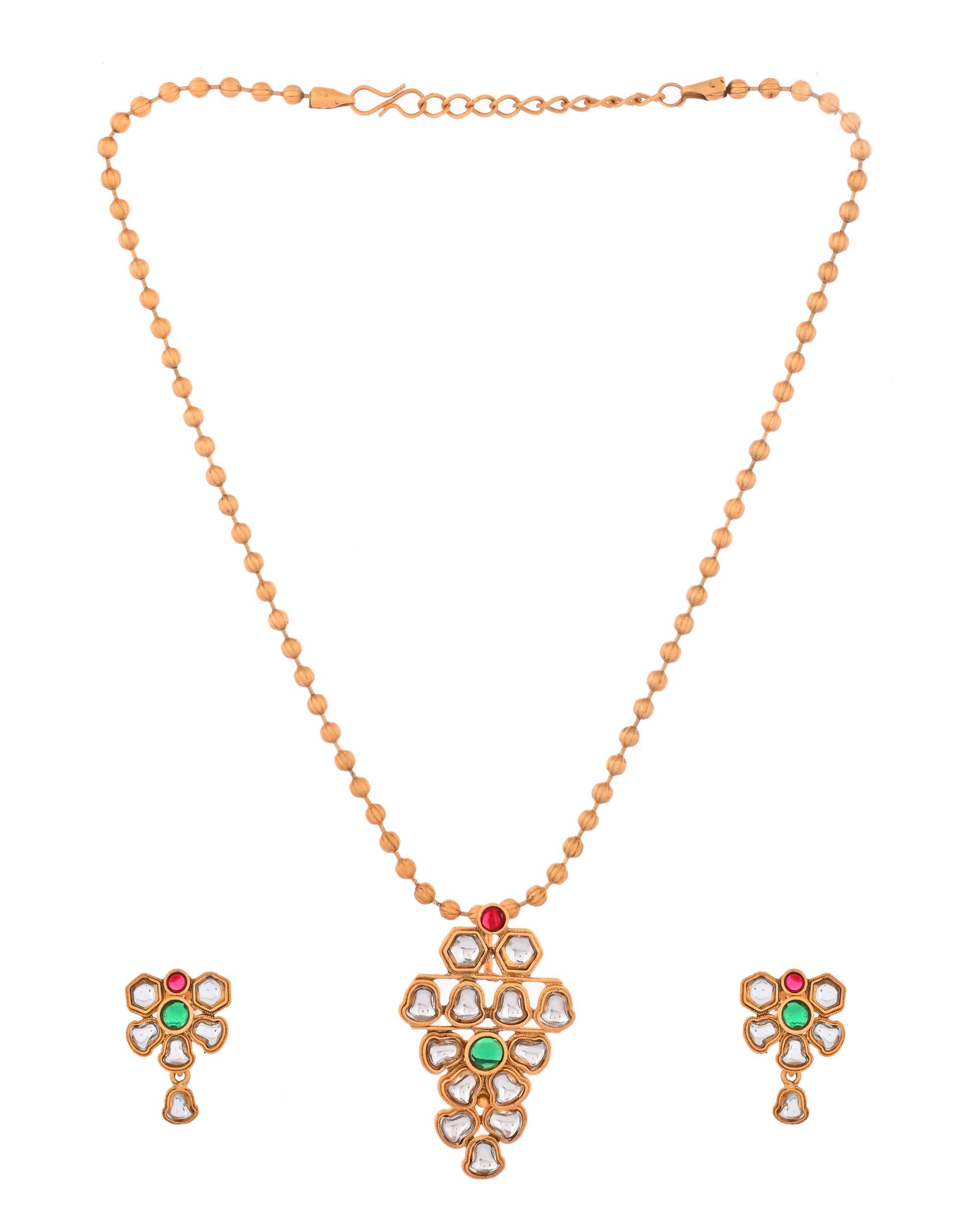 Jewels Nest Traditional Kundan Gold-Plated Jewellery Set with Mangalsutra & Earrings