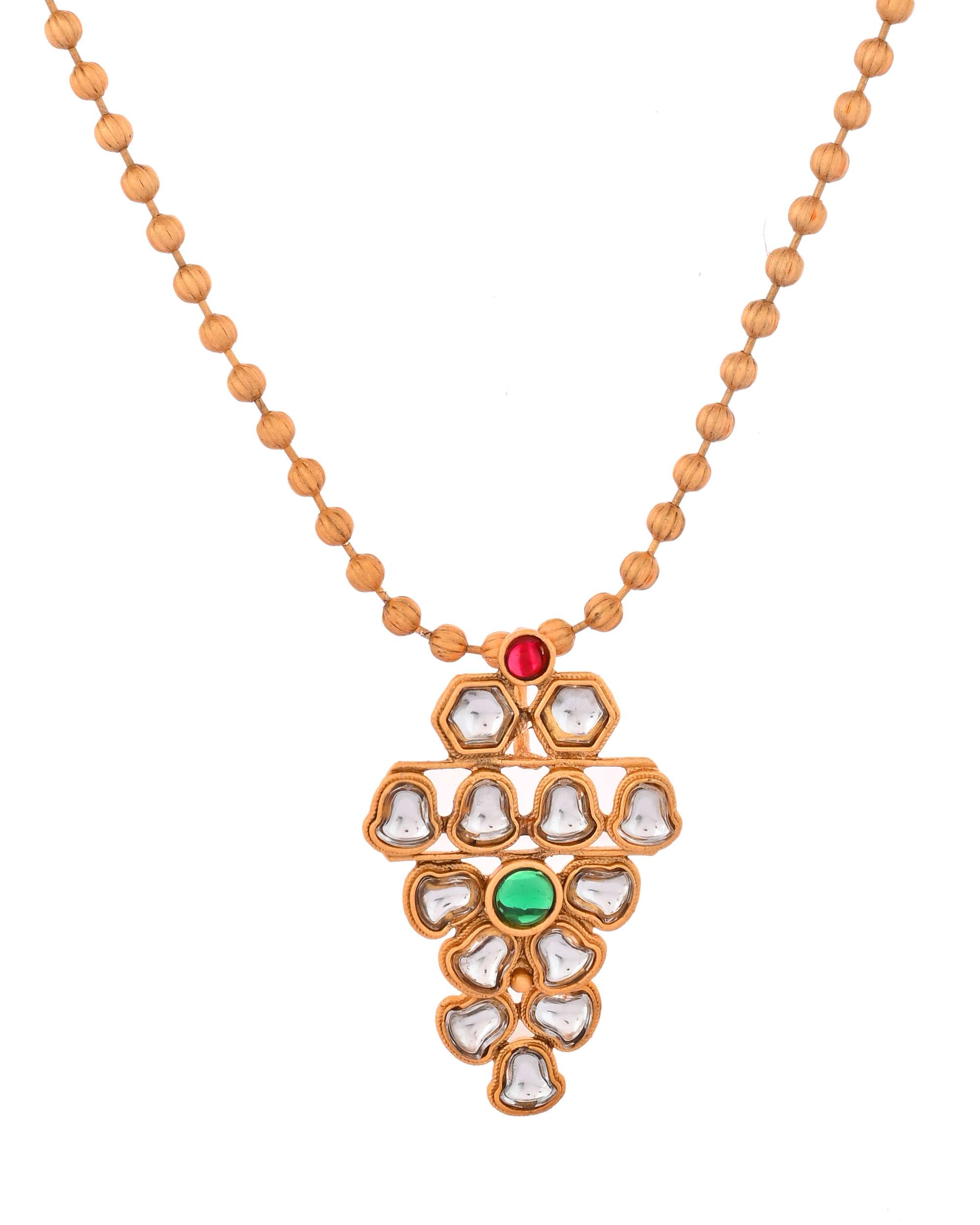 Jewels Nest Traditional Kundan Gold-Plated Jewellery Set with Mangalsutra & Earrings