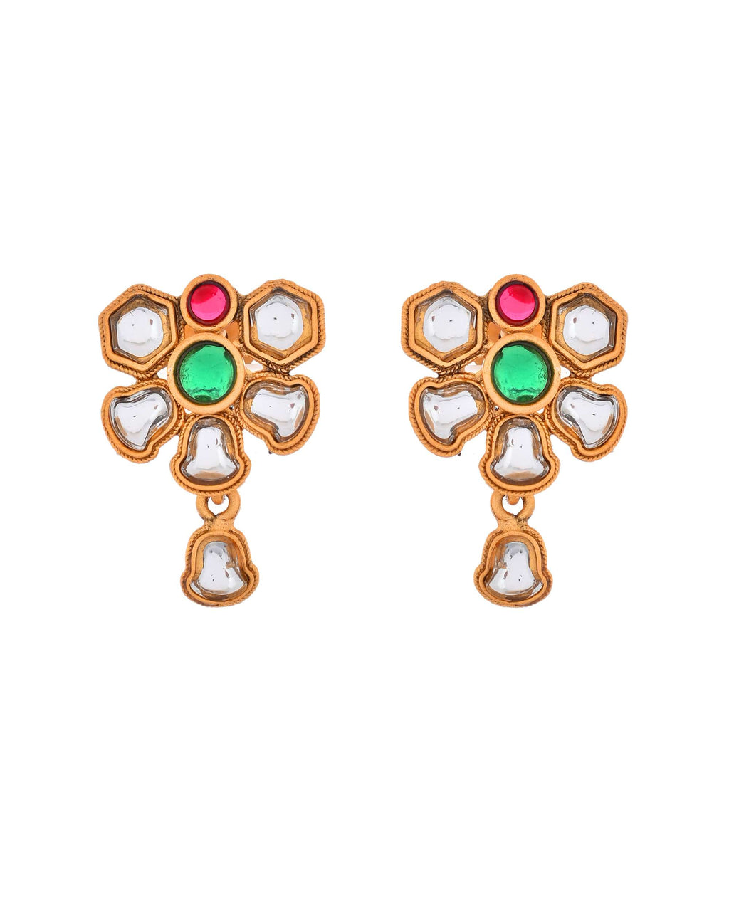 Jewels Nest Traditional Kundan Gold-Plated Jewellery Set with Mangalsutra & Earrings