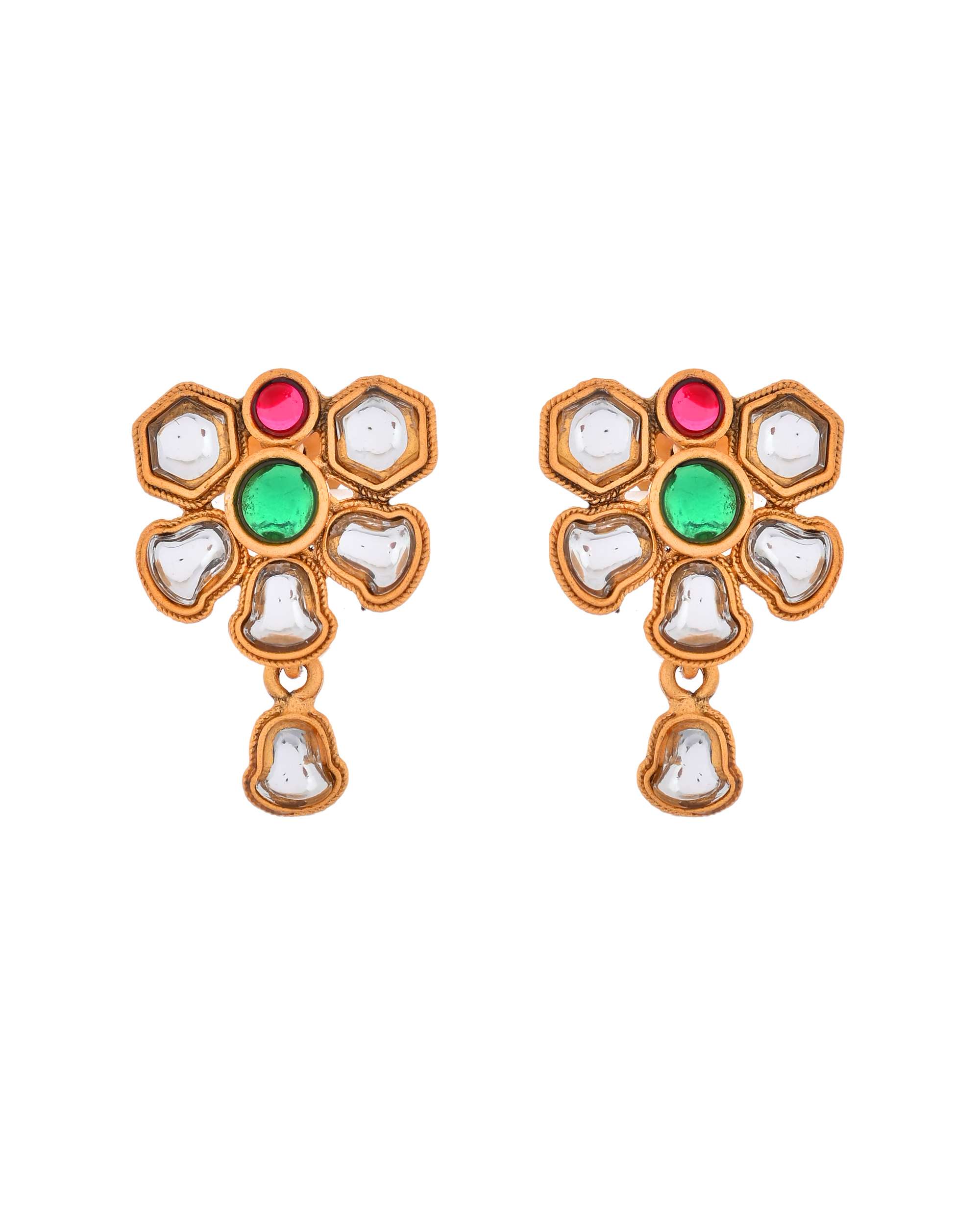 Jewels Nest Traditional Kundan Gold-Plated Jewellery Set with Mangalsutra & Earrings