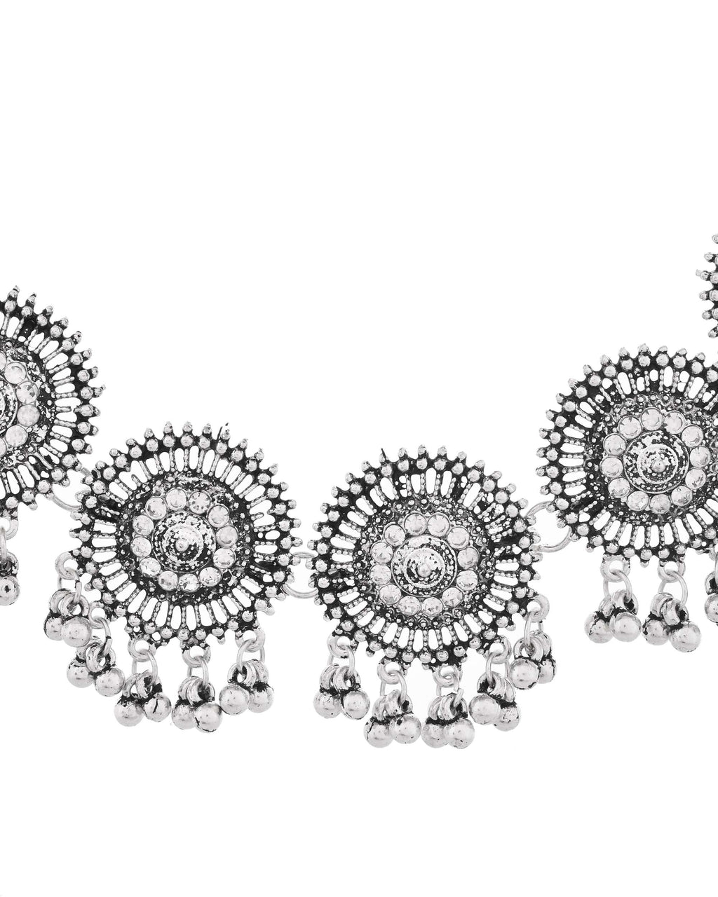 Jewels Nest Boho Inspired Adjustable Necklace with Dome Jhumkas